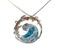 CWXKGL Gioielli a Tema Estivo Onda Oceano Spiaggia Mare Gioielli, Set di Gioielli Giuramento dell'Oceano, Collana/Anello/Orecchino Regolabile con Onda dell'Oceano (Necklaces)