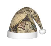 CWYHDUDOH Ancient Map World Globe Print Christmas Elf Hat for Kids Xmas Cap Holiday Party Capodanno Costume Accessori