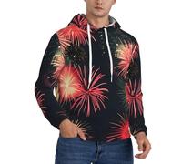 CWYHDUDOH Bella Stampa Fuochi D'artificio Uomini Con Cappuccio Per Inverno Autunno Primavera Abbigliamento Casual Cal, Nero , 3XL