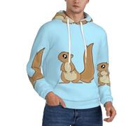 CWYHDUDOH Cartoon Scoiattolo Stampa Uomini Con Cappuccio Per Inverno Autunno Primavera Abbigliamento Casual Caldo Leggero Felpa Con, Nero , 4XL