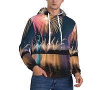 CWYHDUDOH Fuochi d'artificio Stampa Uomini Con Cappuccio Per Inverno Autunno Primavera Abbigliamento Casual Cal, Nero , 4XL