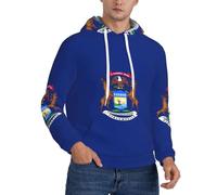CWYHDUDOH Michigan State Flag Print Uomini Con Cappuccio Per Inverno Autunno Primavera Abbigliamento Casual Caldo Leggero Felpa Con, Nero , M