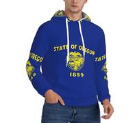 CWYHDUDOH Oregon State Flag Print Uomini Con Cappuccio Per Inverno Autunno Primavera Abbigliamento Casual Caldo Leggero Felpa Con Cappuccio, Nero , S
