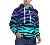 CWYHDUDOH Viola Blu Verde Camouflage Zebra Stripes Stampa Uomini Con Cappuccio Per Inverno Autunno Primavera Abbigliamento Casual Caldo Leggero Felpa Con Cappuccio, Nero , XXL