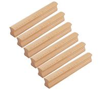 CWYP-40 6 unità Maniglia per cassetto mobili Legno Maniglie Armadi Lunghe Manico per Cassetti vintage Maniglie per armadietti Maniglie da cucina Accessori per Mobilia (Distanza Fori:128 mm, Legno)