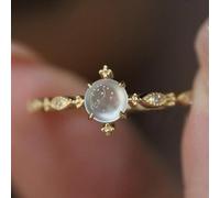 Cwzzws 18k giallo oro blu anello di pietra aperta anello aperto femmina leggero ambientazione di lusso di gemma ovale ad anello opale solitario anello di pietra natale eternità anello della fede