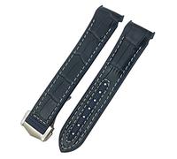 CWZZWS 19 mm 20mm 21mm 2 mm in pelle in gomma Canda di guardia Fit per pianeta oceano Seamaster subacqueo 300 silicone nylon sport orologio cinghia/pelle blu blu/21 mm