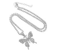 CWZZWS 1pc Collana con Farfalla di Strass Gioielli di San Valentino Collana con Diamanti Girocollo con Strass Collana con Ciondolo con Strass Collana con Bling Collane a Catena Accessori Hip Hop Lega