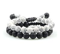 CWZZWS 2 Pezzi Perline da Uomo con Ciondolo in Pietra Occhio di Tigre, onice, Roccia lavica, Perline, per Donne, Braccialetti Yoga, Regalo per Gli Amici