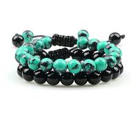 CWZZWS 2 Pezzi Perline da Uomo con Ciondolo in Pietra Occhio di Tigre, onice, Roccia lavica, Perline, per Donne, Braccialetti Yoga, Regalo per Gli Amici