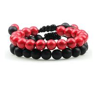 CWZZWS 2 Pezzi Perline da Uomo con Ciondolo in Pietra Occhio di Tigre, onice, Roccia lavica, Perline, per Donne, Braccialetti Yoga, Regalo per Gli Amici