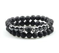 CWZZWS 2 pezzi uomini tigre tigre eye bracciale ematite perle di roccia di roccia naturale a roccia braccialetti e braccialetti per energia delle donne