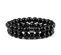 CWZZWS 2 pz/Set Pietra Naturale con Perline Pietra Occhio di Tigre Perline di Lava Nera Braccialetti Fatti a Mano Amante Yoga Equilibrio Regali