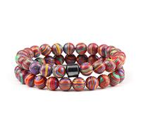 CWZZWS 2 pz/Set Pietra Naturale con Perline Pietra Occhio di Tigre Perline di Lava Nera Braccialetti Fatti a Mano Amante Yoga Equilibrio Regali