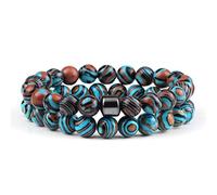 CWZZWS 2 pz/Set Pietra Naturale con Perline Pietra Occhio di Tigre Perline di Lava Nera Braccialetti Fatti a Mano Amante Yoga Equilibrio Regali