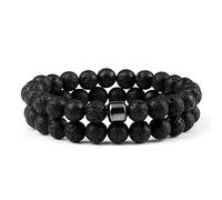 CWZZWS 2 pz/Set Pietra Naturale con Perline Pietra Occhio di Tigre Perline di Lava Nera Braccialetti Fatti a Mano Amante Yoga Equilibrio Regali
