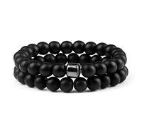 CWZZWS 2 pz/Set Pietra Naturale con Perline Pietra Occhio di Tigre Perline di Lava Nera Braccialetti Fatti a Mano Amante Yoga Equilibrio Regali