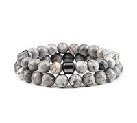 CWZZWS 2 pz/Set Pietra Naturale con Perline Pietra Occhio di Tigre Perline di Lava Nera Braccialetti Fatti a Mano Amante Yoga Equilibrio Regali