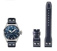 CWZZWS 20 21 22mm Rivetti In Vera Pelle Cinturino Fit Per IWC Big Pilot Spitfire TOP GUN Marrone Nero Blu Cinturino Della Vacchetta, 20mm