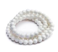 CWZZWS 6 mm Bracciale a tre giri di cristallo tridacna naturale bianco.