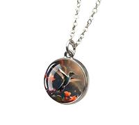 CWZZWS 925 Collana di Colibrì in Argento Sterling per Donne e Uomini, collane da Colibrì da 1 pc Paffarw Bird And Flower Collana a Ciondolo in Vetro a Due facciate, Gioielli di Animali Carini