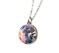CWZZWS 925 Collana di Colibrì in Argento Sterling per Donne e Uomini, collane da Colibrì da 1 pc Paffarw Bird And Flower Collana a Ciondolo in Vetro a Due facciate, Gioielli di Animali Carini