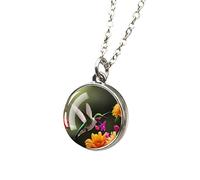 CWZZWS 925 Collana di Colibrì in Argento Sterling per Donne e Uomini, collane da Colibrì da 1 pc Paffarw Bird And Flower Collana a Ciondolo in Vetro a Due facciate, Gioielli di Animali Carini
