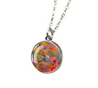CWZZWS 925 Collana di Colibrì in Argento Sterling per Donne e Uomini, collane da Colibrì da 1 pc Paffarw Bird And Flower Collana a Ciondolo in Vetro a Due facciate, Gioielli di Animali Carini