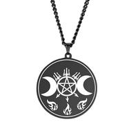 CWZZWS 925 Collana in Fase lunare in Argento in Argento Sterling per Donne Triple Luna Collana a Ciondolo Luna - Lilith Seal Amulet ceretta ceretta Collana Moon Collana in Argento