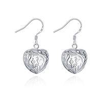 CWZZWS 925 Oreri di Goccia a Cuore Cavo in filigrana in Argento Sterling, Orecchini a Pensione del Cuore dell'amore, Orecchini penzolanti del Gancio Delicato, Gioielli per Le Donne Feste di Nozze