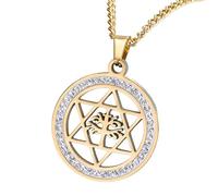 CWZZWS Accessori per Ragazze Star Collana di David for Women And Men, 92 Collana David Hexagram Round Hollow Posting, Women Jewish Star Necklace Women, Star of David Collace for Men