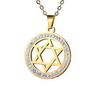 CWZZWS Accessori per Ragazze Star Collana di David for Women And Men, 92 Collana David Hexagram Round Hollow Posting, Women Jewish Star Necklace Women, Star of David Collace for Men