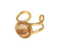 CWZZWS Anelli Aperti per Donne, Eleganti Eleganti Pietre di Luna Nera Vintage Eleganti Anelli di Rosa in Pietra Naturale Rosegold Regalo di Gioielli romantici per Le Donne Coppia di Donne Impegno