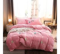 CWZZWS Biancheria da letto 4 pezzi piumino quattro pezzi inverno corallo pile 2020 nuovo doppio lato più pile corto pile flanella latte pile tre pezzi Suit-Star_1.2m (4 piedi) Bed
