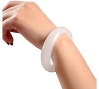 CWZZWS Bracciale classico di giada bianca elegante per donne bracciale giada naturale artigianato a mano Feng feng shui jade bracciali gioielli con scatola, 60mm