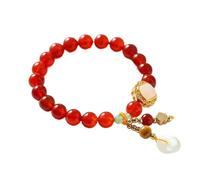 CWZZWS Bracciale con Pietre preziose Naturali, Perline Rotonde Naturali da 8 mm Armonia fortunata Fibbia Ciondolo Ciondolo a Ciambella Smalto Perline Elasticizzate Femminilità Buona Fortuna Soldi