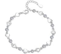 CWZZWS Bracciale d'argento, braccialetto a catena in argento sterling, signore Sterling Sterling Silver Bracciale Squisite intarsiata zircone Bracciale Bracciale Bracciale Ladies Ladies Degali di