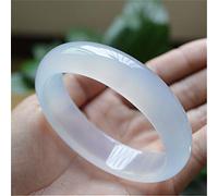 CWZZWS Bracciale di Giada, Bracciale Cinese, Bracciale Bianco di calcedonio Naturale Bracciale Femminile di Giada con Agata di Cristallo con Scatola, 62 mm