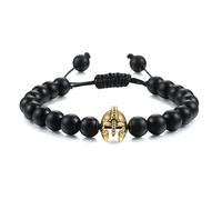 CWZZWS Bracciale di perle di lava Onyx Tiger Eye Stone Crown Charm Braccialetti per uomini Donne Friend Wristband