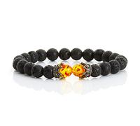 CWZZWS Bracciale di perle di lava Onyx Tiger Eye Stone Crown Charm Braccialetti per uomini Donne Friend Wristband
