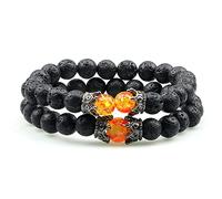 CWZZWS Bracciale di perle di lava Onyx Tiger Eye Stone Crown Charm Braccialetti per uomini Donne Friend Wristband