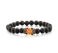 CWZZWS Bracciale di perle di lava Onyx Tiger Eye Stone Crown Charm Braccialetti per uomini Donne Friend Wristband