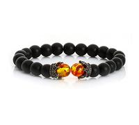 CWZZWS Bracciale di perle di lava Onyx Tiger Eye Stone Crown Charm Braccialetti per uomini Donne Friend Wristband