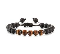 CWZZWS Bracciale di perle di lava Onyx Tiger Eye Stone Crown Charm Braccialetti per uomini Donne Friend Wristband