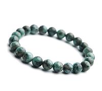 CWZZWS Bracciale di Smeraldo Naturale da 8 mm di Cristallo Verde sallico Rotondo Braccialetto