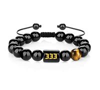 CWZZWS Bracciale Gioielli da Donna per Coppie, 2 Pezzi Bracciale in Pietra Occhio di Tigre con Elmo di Buddha Braccialetti Elasticizzati con Gufo del Drago Gioielli da 19 cm