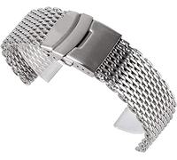 CWZZWS Bracciale in Acciaio Inossidabile con Cinturino a Maglie da 18/20/22 mm Sostituzione Cinturino in Argento + Bracciale con 2 Barre a Molla