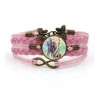 CWZZWS Bracciale Intrecciato da Uomo, Corda Rosa, Elefante Africano, Madre Animale, Bracciale in Pietre Preziose del Tempo Multistrato Intrecciato A Mano Combinazione di Gioielli in Vetro Moda Donna