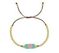 CWZZWS Bracciale Intrecciato Fatto a Mano con Perline di Rame Tono Oro e Cristallo