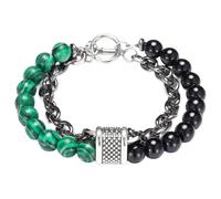 CWZZWS Bracciale oculare da 8 mm Assorbimento di energia negativa e paure gioielli Naturale Crystal Courage and Confidence Triple Protection Bracelet per uomini